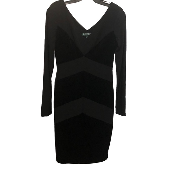 Lauren Ralph Lauren Velvet Chevron Jersey Dress SZ 4 - Picture 6 of 9